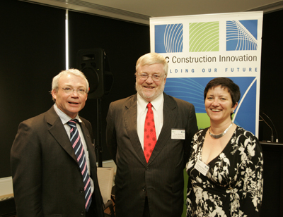 Launching YourBuilding L-R: Keith Hampson (CEO CRC for Construction Innovation), Tony Marker (Manager  Energy Efficiency, Australian Greenhouse Office), Caroline Pidcock (President ASBEC)