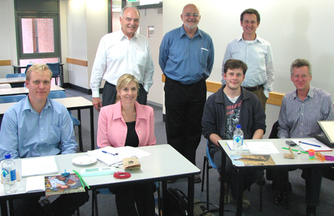 Back L-R: Rick Collins, Leighton Contractors; Michael Doneman (Facilitator), Edgeware Creative Entrepreneurship; Peter Scuderi, CRC for Construction Innovation Front L-R: Erik Isokangas, Thiess; Claudelle Taylor, Nexus Point Solutions; Stephen Egan, CSIRO; John Oliver, Rider Levett Bucknall 