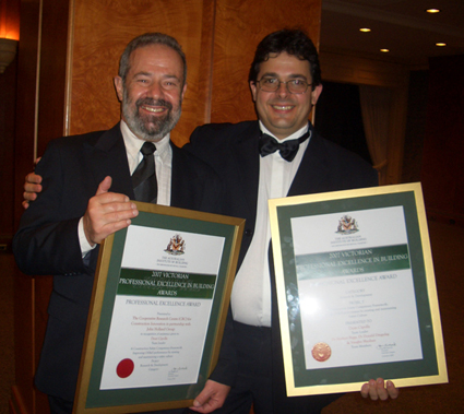 Safety culture project team leader Dean Cipolla (right) at the Victorian AIB awards with project researcher Dr Don Dingsdag of the University of Western Sydney